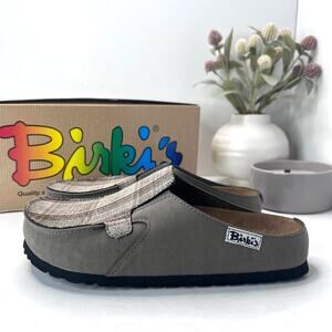 Birki's Original Skipper Birko-Flor Mule Stone Check Beige Women 7/Men 5 EU38NWB